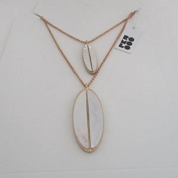 Romolo Layered Gold Necklace Silver Hammered Oval Pendants - Picture 2 of 8